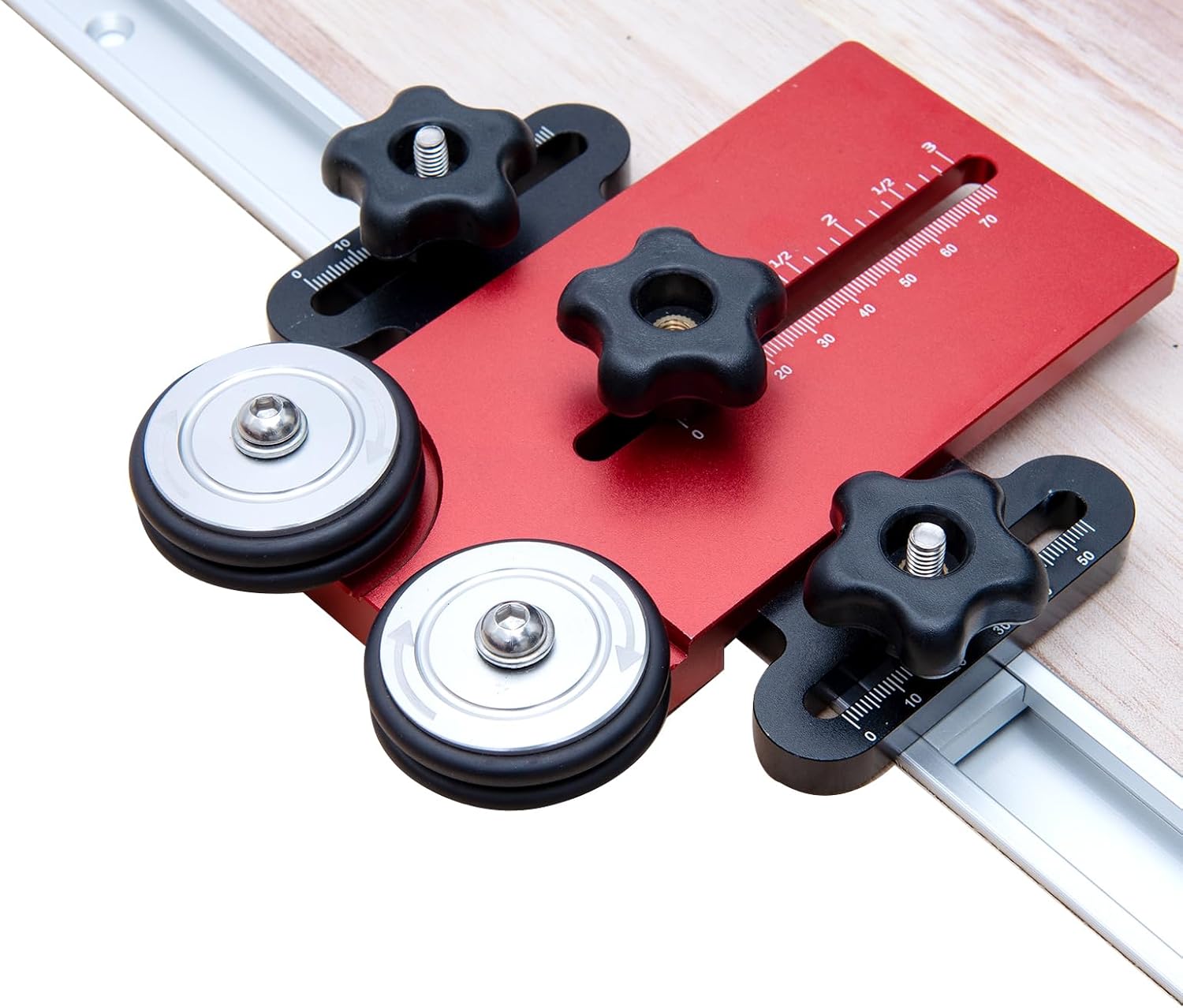 Thin Rip Jig Table Saw Jig Guide - 2 Pulleys，Woodworking Tools Fast Thin Ripping Guide for Table Saw Band Saw Router,Table Saw Guide Fits for 3/8“ x 3/4” U Slot and 1/4“ x 3/8” T Slot. (XY002)