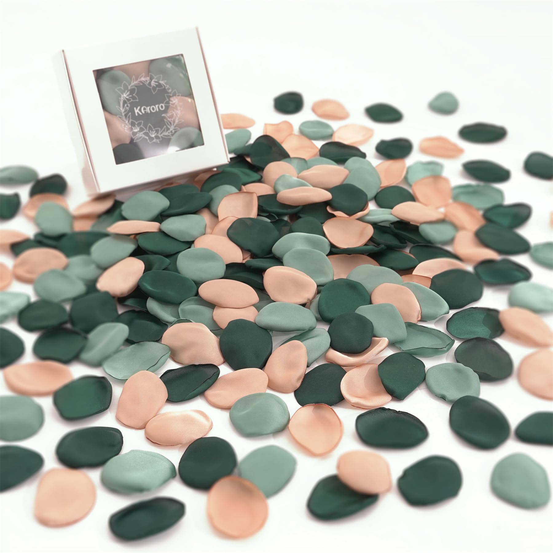 karoro300Pcs Silk Rose Petals Vintage Green Artificial Scatter Flower for Wedding Centerpieces Flower Girl Basket Wedding Aisle Rustic Reception Tables Decoration