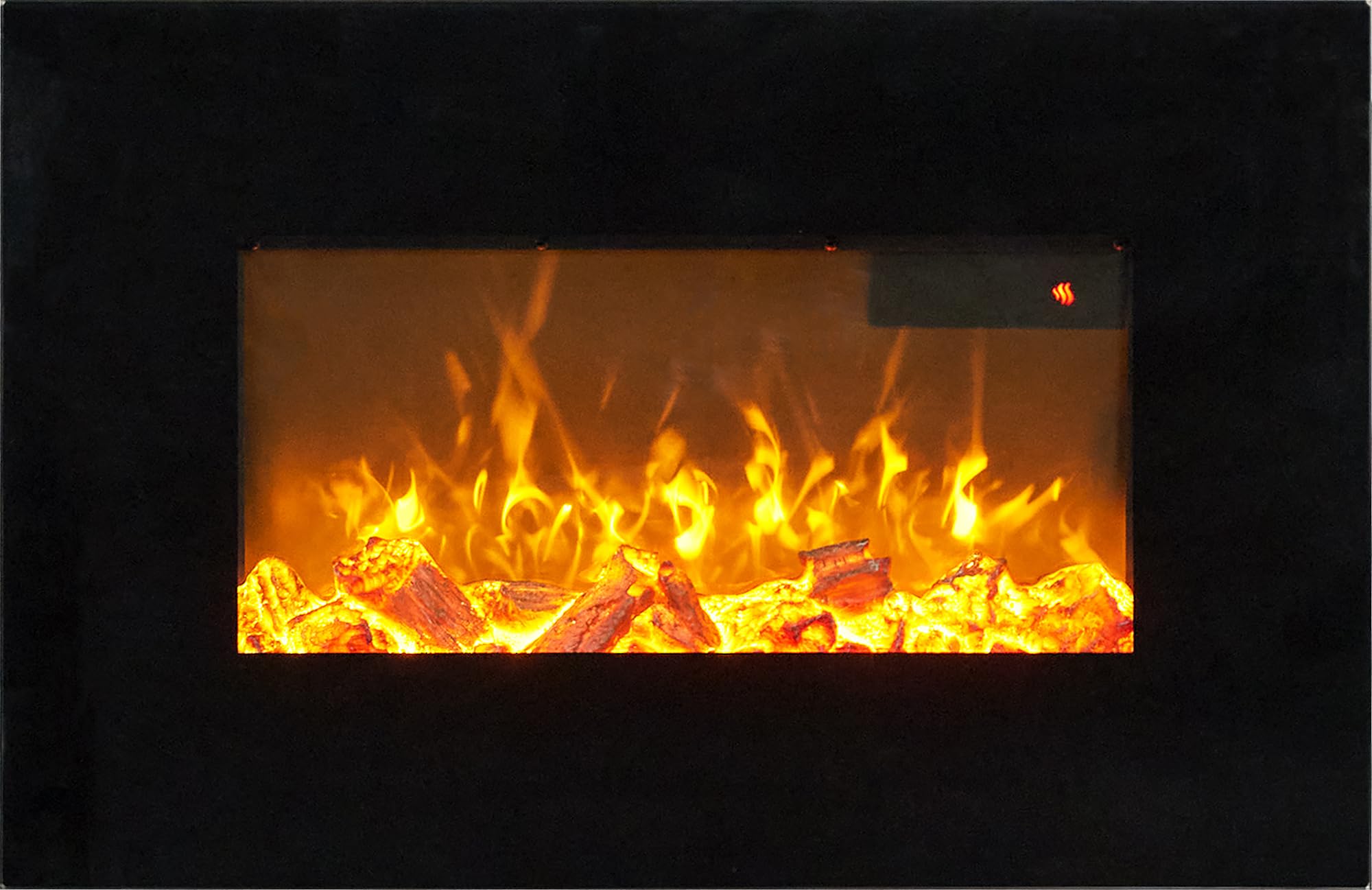 WM-9334 Elektrischer Wandkamin mit Fernbedienung in Schwarz, 66 cm