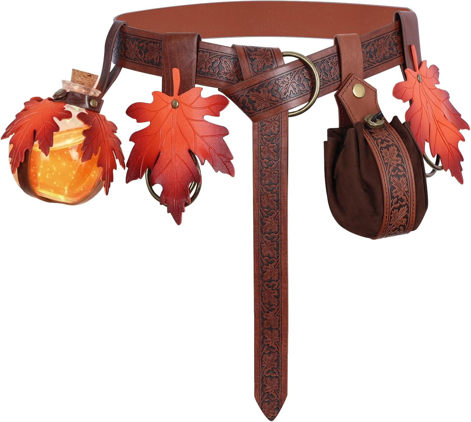 Renaissance Belt Waist Bag Embossed Belt Magic Potion Bottle Skirt Hikes Medieval Halloween Cosplay Costume Sets.