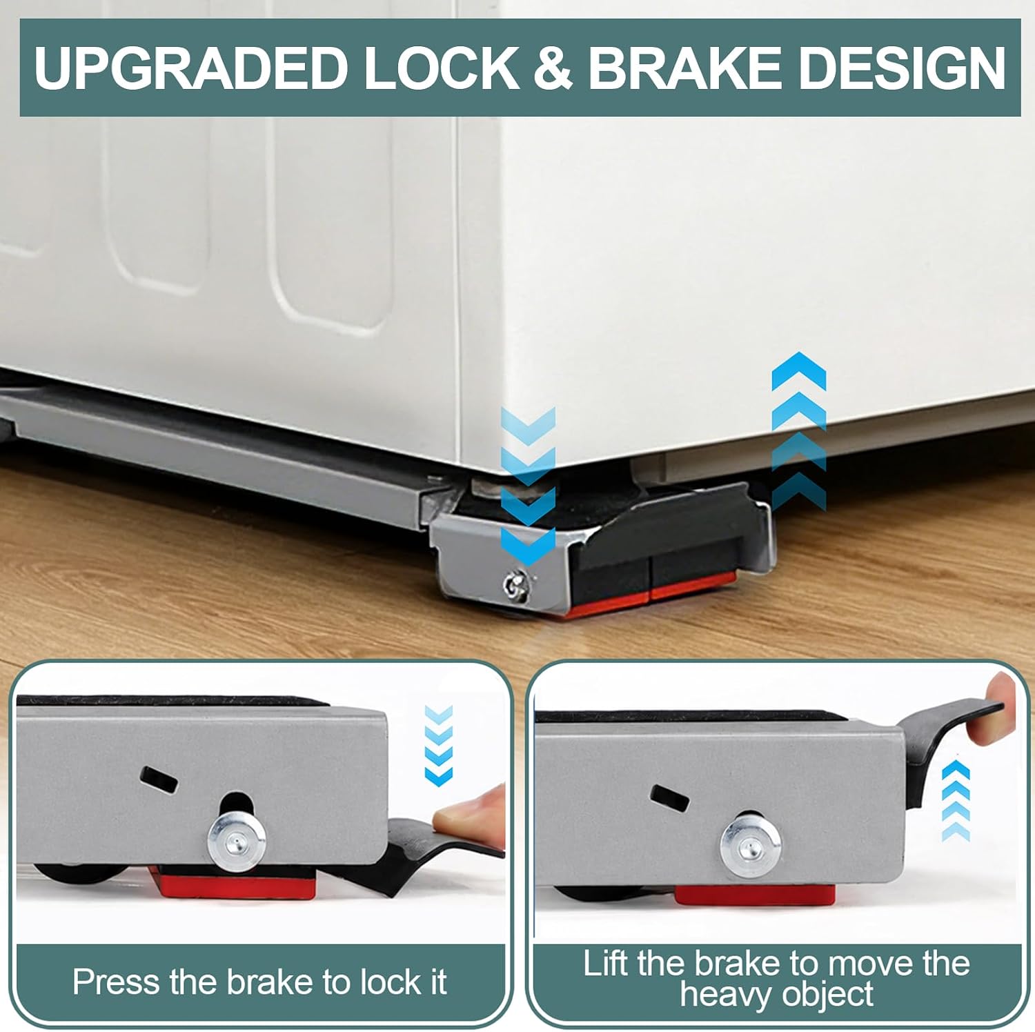 Appliance Rollers Heavy Duty,Extendable Widened Appliance Sliders Swivel Wheels and Anti-Slip Column Feet&Lifter Lever Tool,Easily Move Washer,Dryer Machines,Furniture, Refrigerators Base Stand