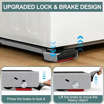 Appliance Rollers Heavy Duty,Extendable Widened Appliance Sliders Swivel Wheels and Anti-Slip Column Feet&Lifter Lever Tool,Easily Move Washer,Dryer Machines,Furniture, Refrigerators Base Stand