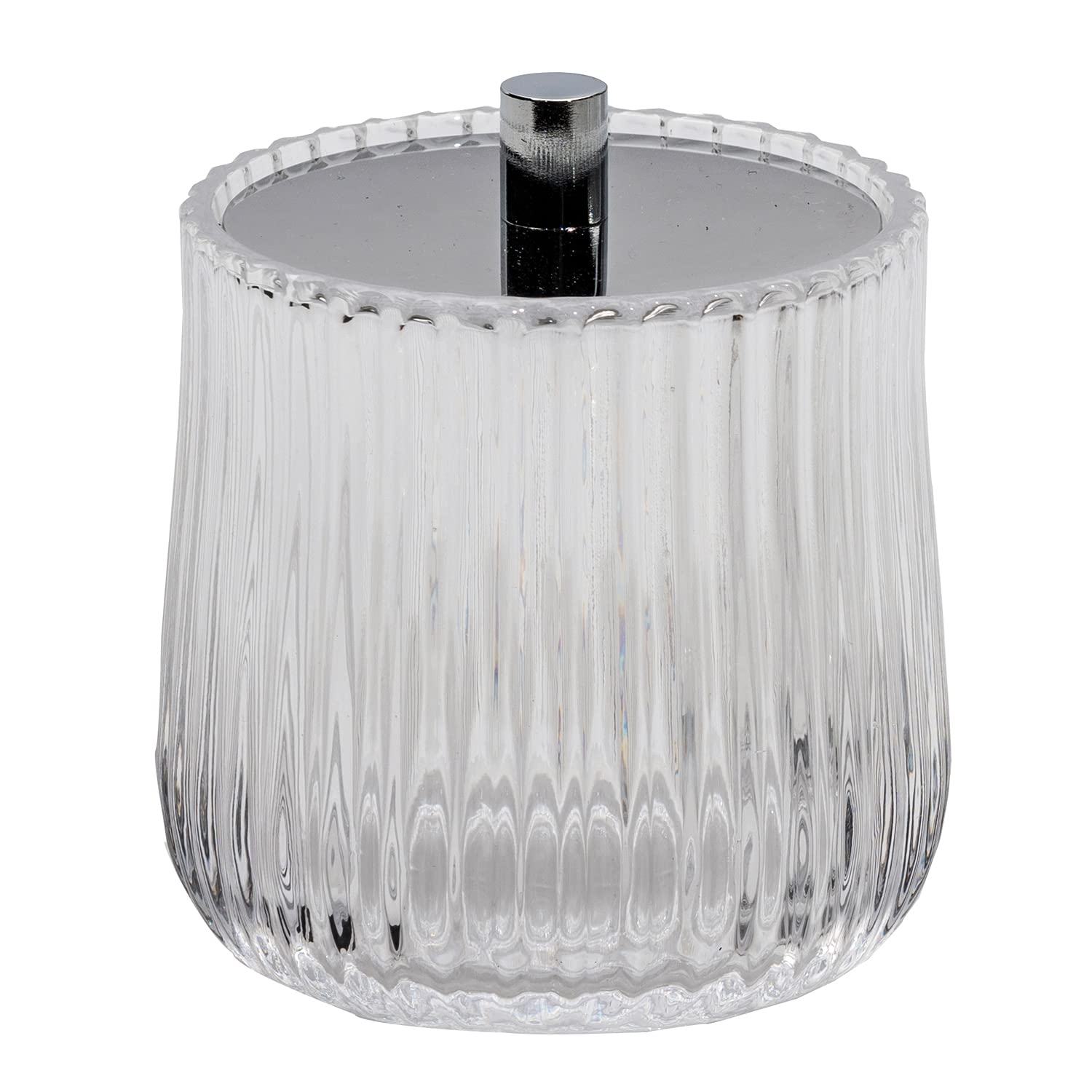 Rackhams Regent Ribbed Glass Chrome Collection Storage Jar