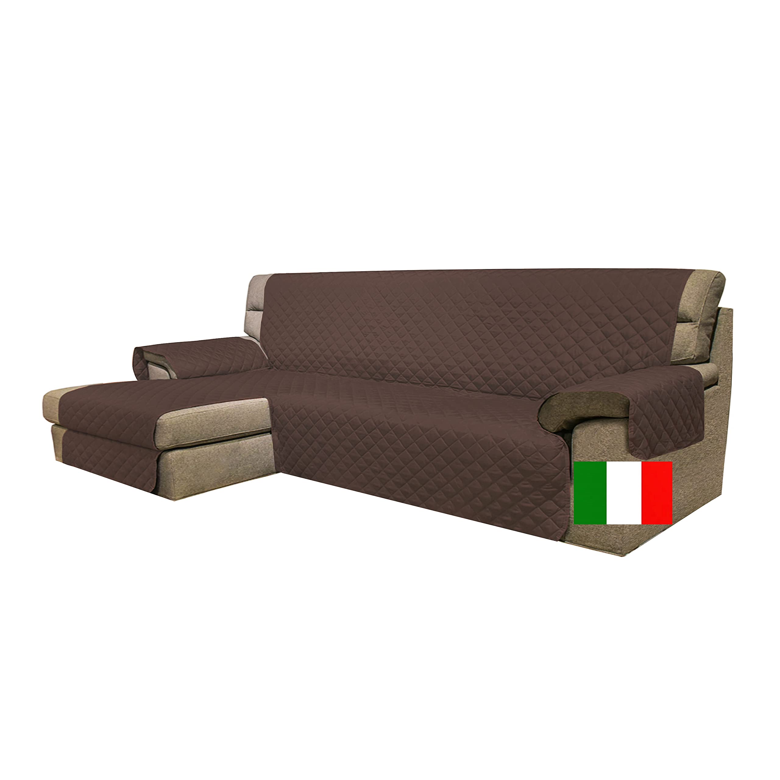 Moonange - Copridivano 3 posti con Penisola - Seduta 240 cm - Copridivano Impermeabile - Copridivano Angolare - Antiscivolo - Antimacchia - Reversibile - Antigraffio - Antipelo - Marrone