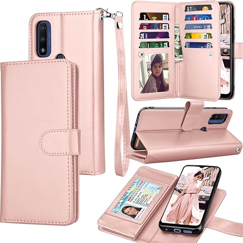 Tekcoo Funda tipo cartera para Moto G Pure Motorola Moto G Pure 2021, de piel sintética de lujo, para tarjetas de crédito, para tarjetas de