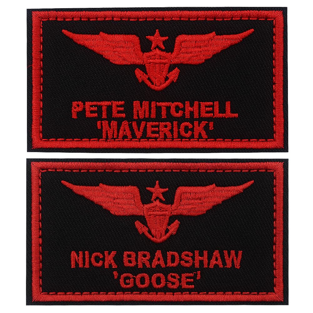 Goose & Maverick Funny Embroidered Patch Stickers with 3.8"x2.2" Hook and Loop Embroidered Applique for Shirts Backpacks Hats Jackets