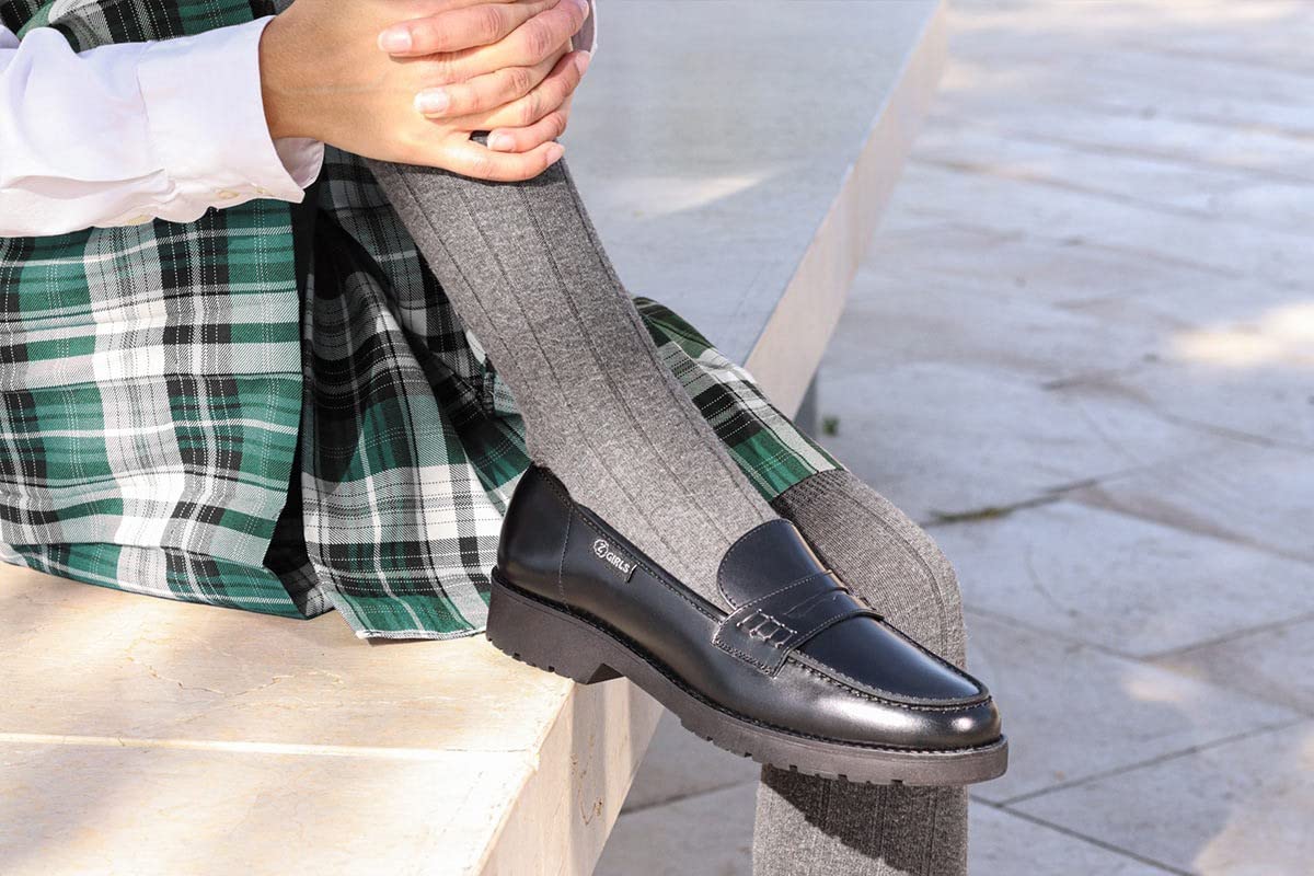 Mocasin Yale 400 College Negro Zapato Castellano Uniforme Escolar Impermeables