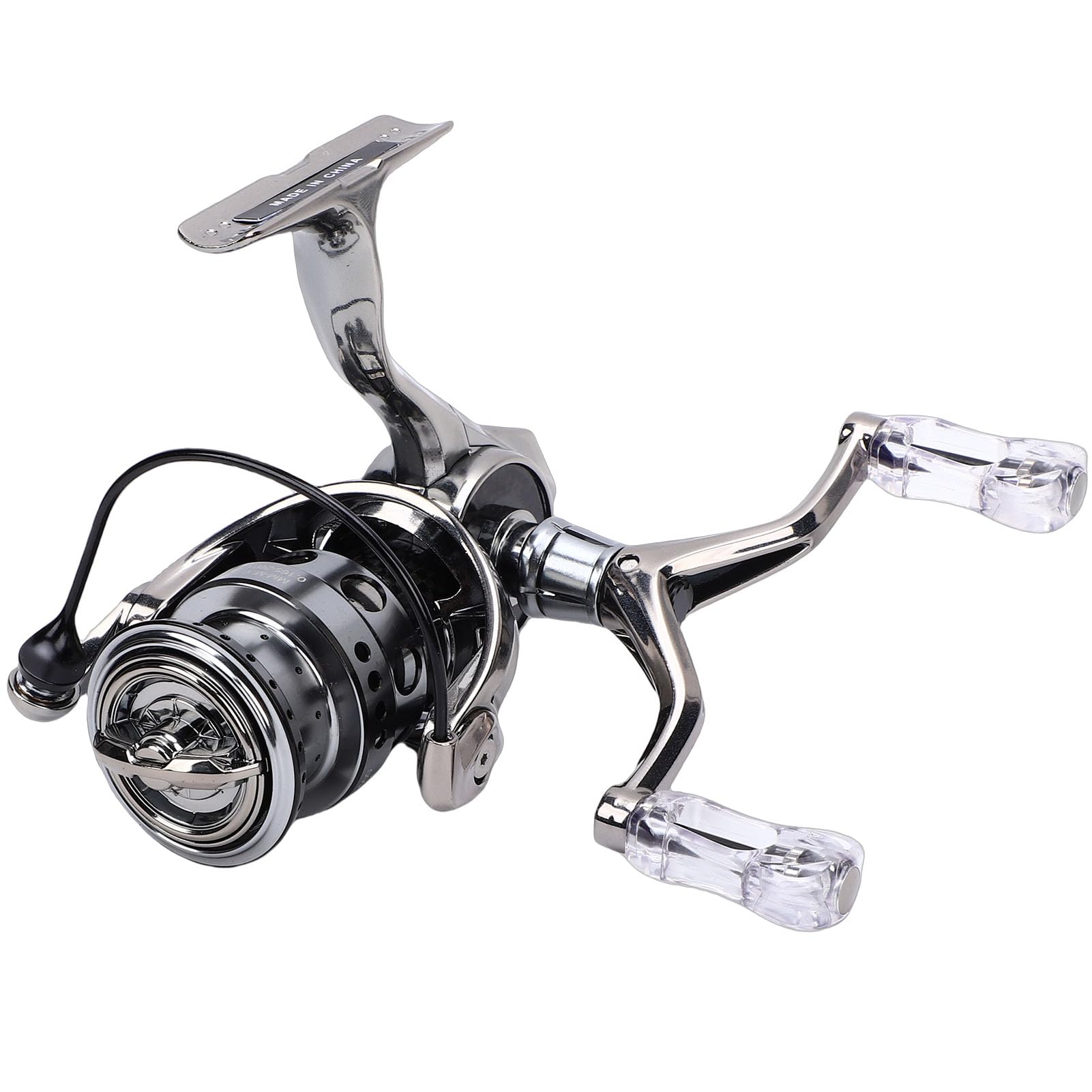 AMONIDA Kołowrotki Spinningowe, ramię Wahadłowe z Włókna Węglowego, łożysko Kołowrotka ze Stali Nierdzewnej, Hamulec 4 KG, Przełożenie 5,2: 1 z podwójną korbką, Idealne do łowienia w Wodzie Morskiej,