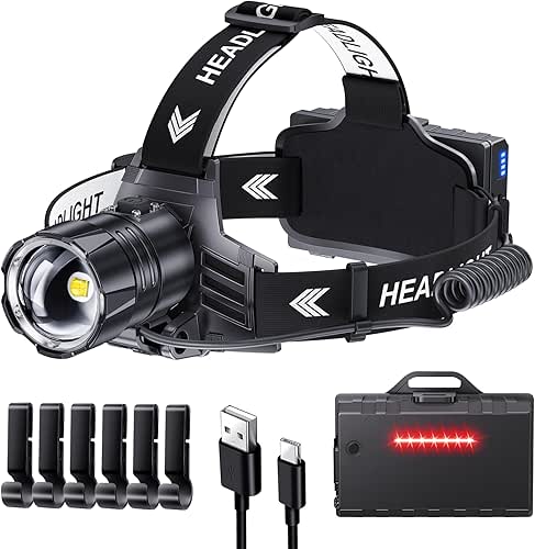 Sinvimes 99000 High Lux LED Rechargeable Headlamp, 95H Long Battery