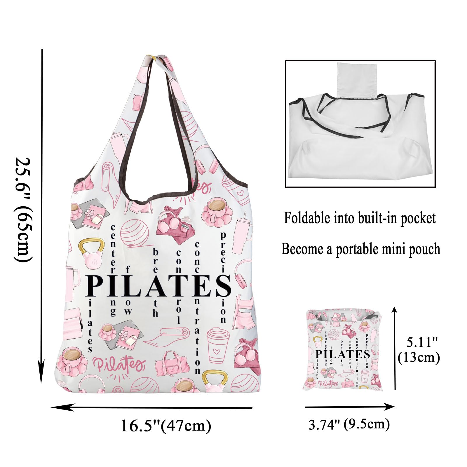 CMNIM Pilates Tote Bag Pilates Gifts for Women Yoga Lover Gift Pilates Instructor Gifts Funny Pilates Reusable Grocery Bag