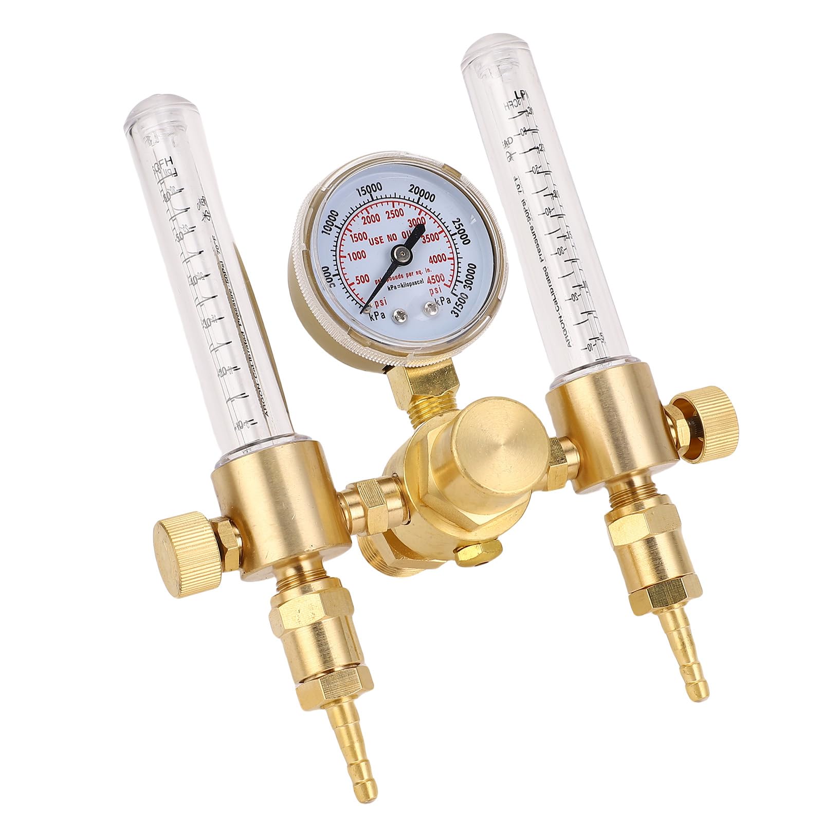 Regulator przepływu argonu |Wlot CGA580 do argonu / CO2 / helu |Podwójne wyjście 0-60 CFH i 0-4500 PSI |Mosiężny regulator gazu do spawania TIG i cięcia MIG