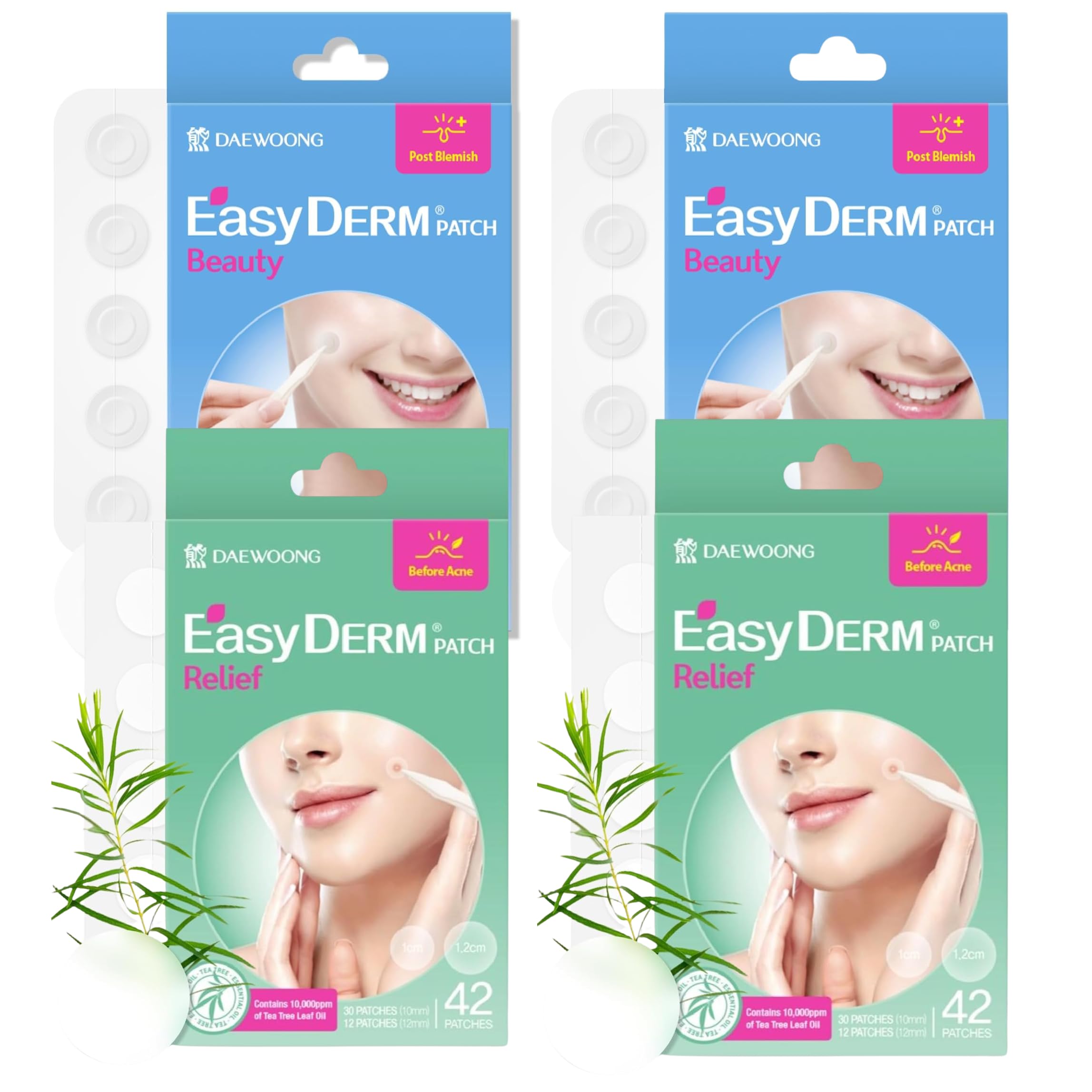 EasyDerm Pimple Patch Duo Bundle 168 Counts Beauty Hydrocolloid Patch 2 Pack Relief Invisible Patch 2 Pack Tea