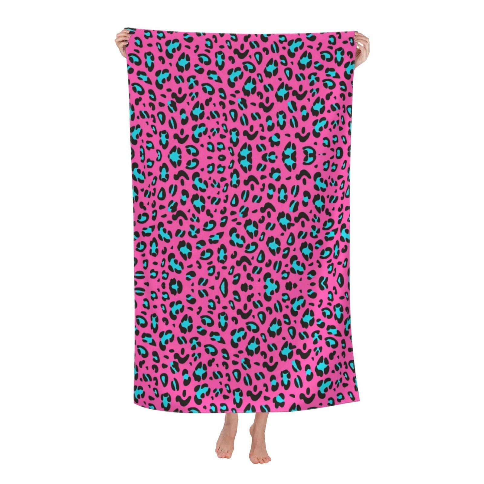 Oazcvbnn Women's White Cute Leopard Print Adult Beach Towel Summer Travel Pool Vacation Swimming Fitness Outdoor Adventures