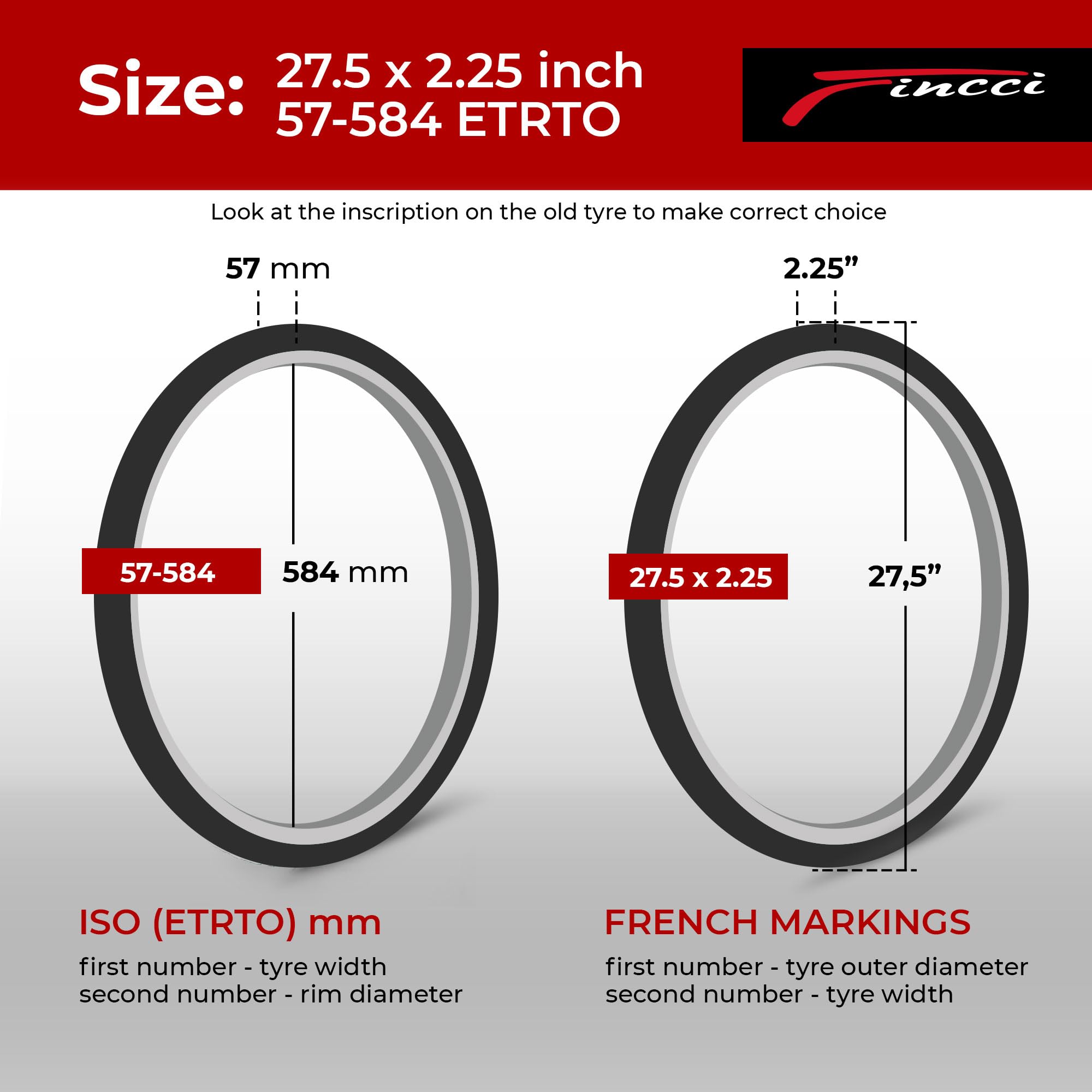 Fincci Para do rowerów górskich 27,5 x 2,25, składane, 1 mm 60 TPI, opony 57-584 do jazdy na błocie, terenowych i biegowych
