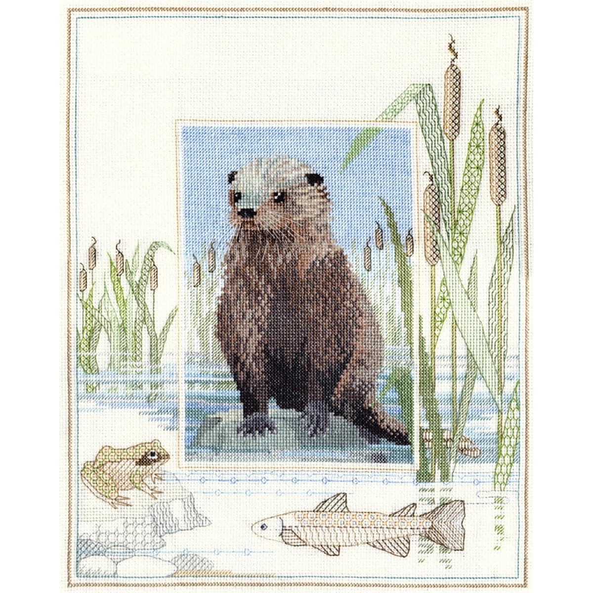 Derwentwater Designs Multi Colour Wil6 Wildlife Cross Stitch Kit - Otter, One, Multi Color