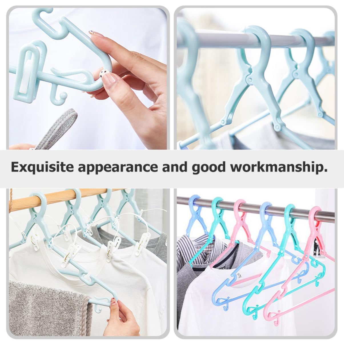 Cabilock 5pcs Windproof Hangers Heavy Duty Multi Function Clothes Hangers with Clamp Design for Outdoor Drying for Shirts and Suits