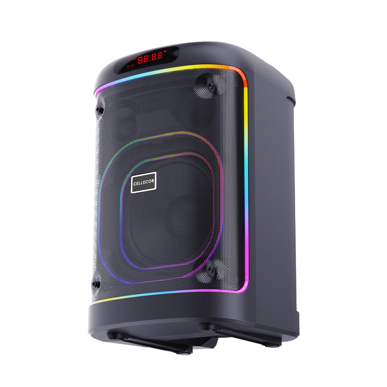 cellecor cbs-06 boom box | 8" speaker driver | bt v5.3 | sd card support | wireless microphone - black