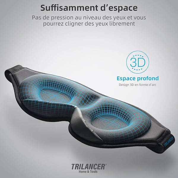 Masque de Nuit Innovant 2026 pour Hommes et Femmes, Conception Masque de Sommeil qui Bloque la Lumière pour Dormir, les Siestes, la Méditation, les Voyages (Noir) - 5