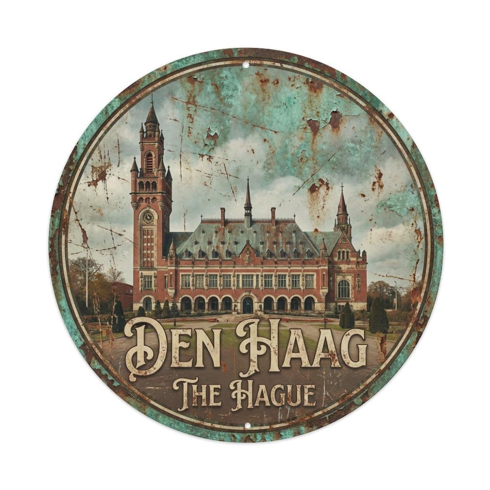 Metal Tin Sign Netherlands Vintage Travel Hague