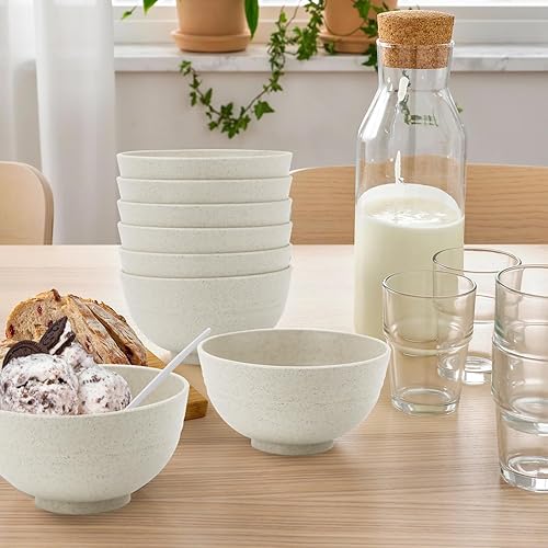 Miniatura 7 de Juegos de cuencos de paja de trigo, 4 cuencos irrompibles para cereales de 60 onzas, aptos para microondas y lavavajillas, juegos de cuencos súper