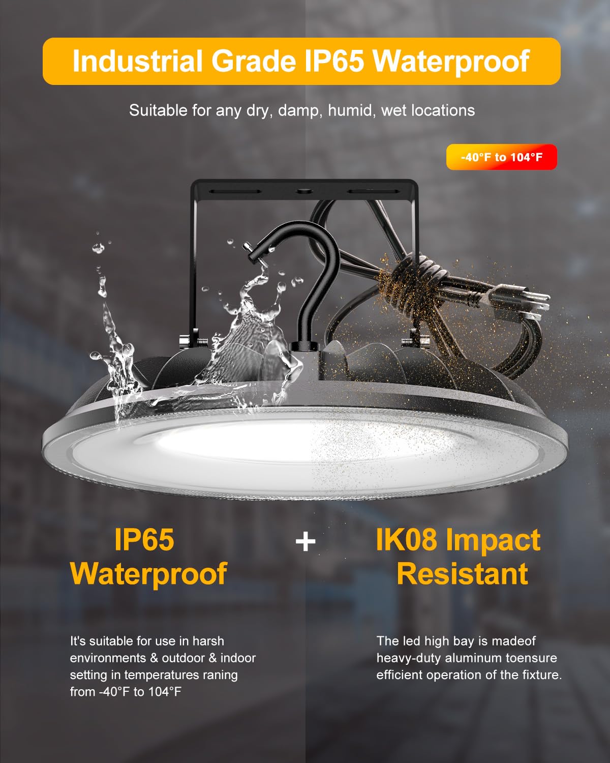 10 Pack UFO LED High Bay Light 150W 16500Lm 5000K High Bay Shop Lights UL Listed with US — view 6