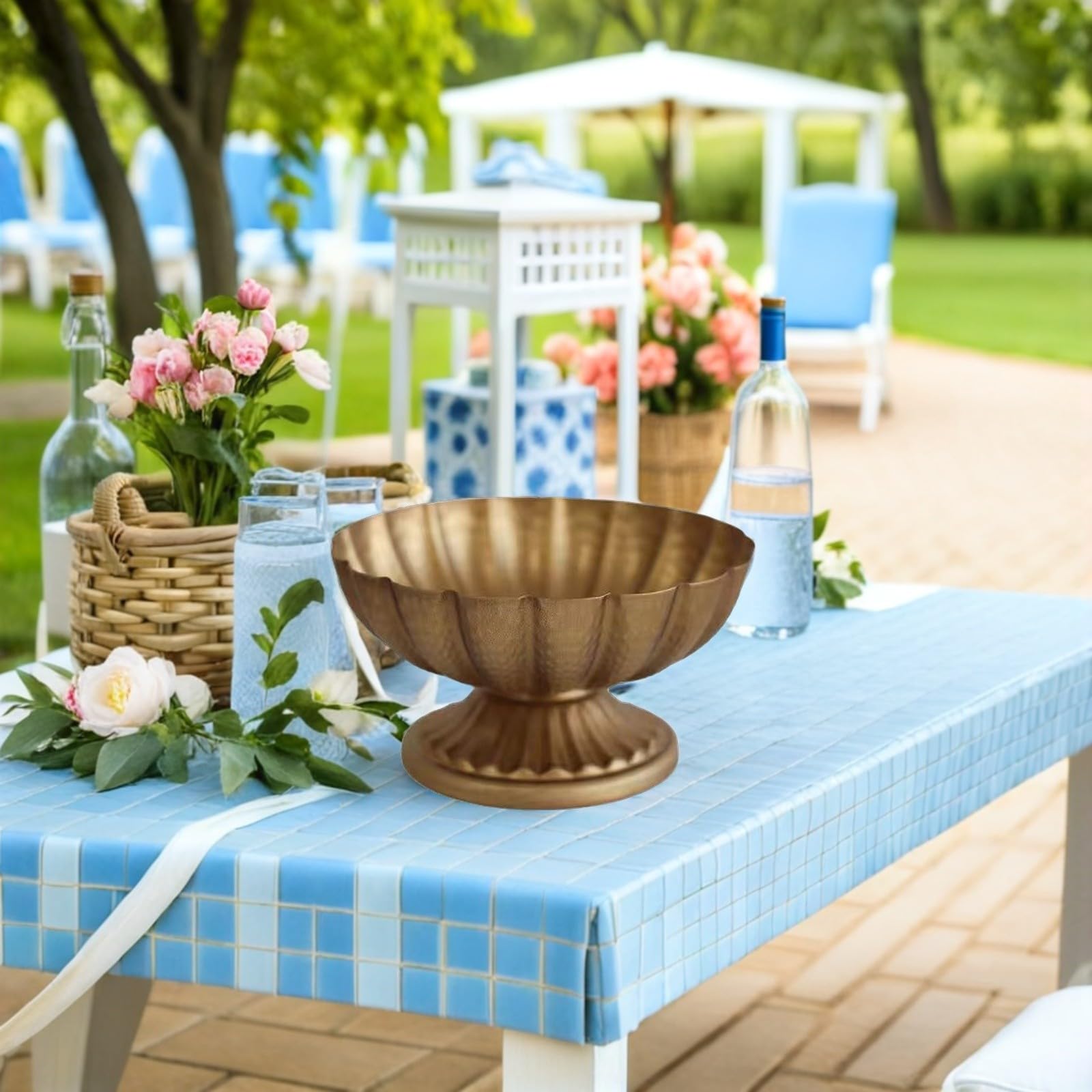 Zerodeko 4 Stück Blumenvasen aus Eisen Gold Urnenförmig Leicht für Tischblumen und Brautsträuße für Hochzeiten Jubiläen und Outdoor Dekoration