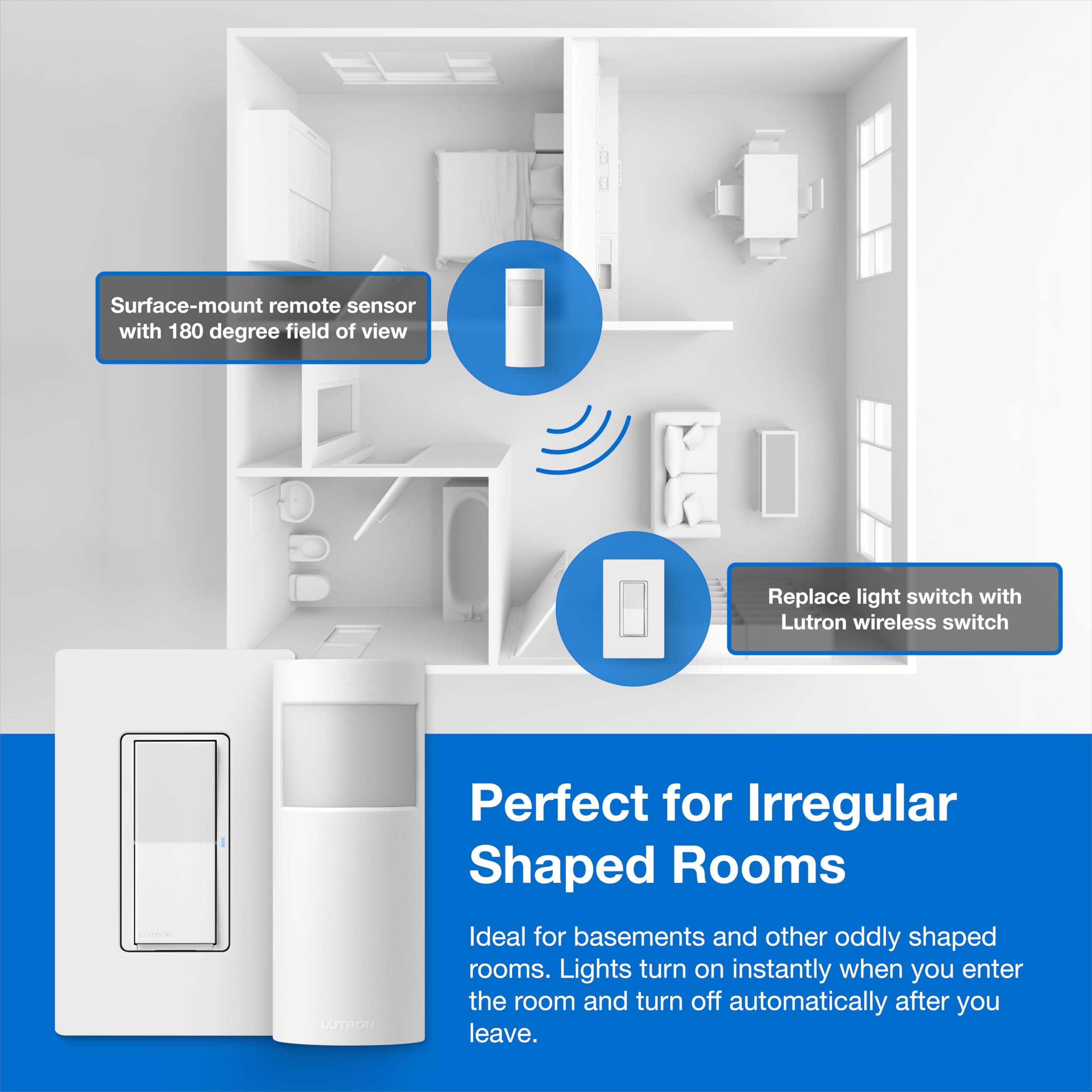 Snapklik.com : Lutron Wireless Motion Sensor And Claro Light Switch For