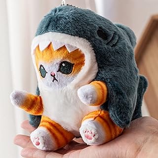 SMBTOYS Cute Shark Cat Animal Plush Toy, Cat Face Shark Plush Pillow, Kawaii Soft Plush Cute Little Shark Cat, Suitable fo...