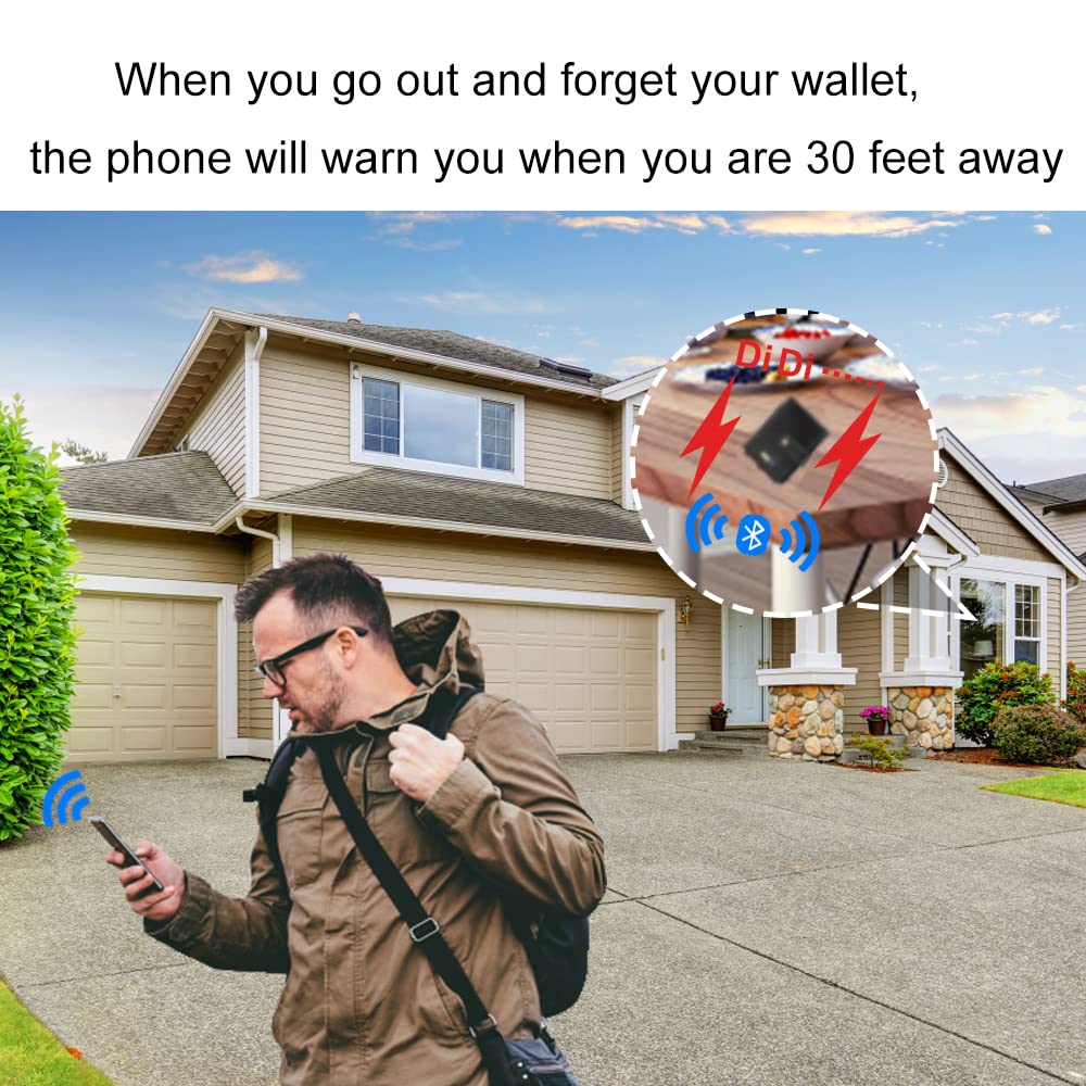 Bluetooth Anti-Lost with Wallet Tracker & Finder GPS Position Locator Aluminum Cardholder Mens Slim Leather Wallet Minimalist Credit Card Holder Case with RFID Blocking Gifts Box