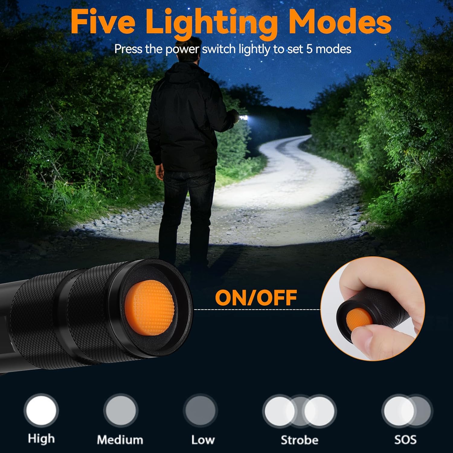 SUN LED Flashlight, Small Flashlights Powerful High Lumens 5 Modes,