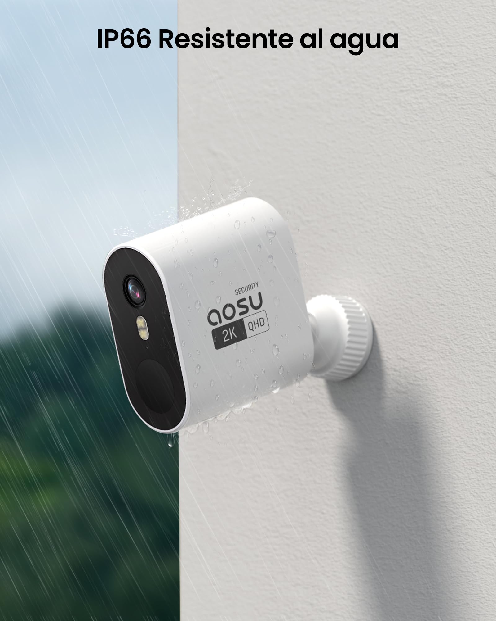 aosu Cámara de vigilancia Exterior 2K batería de 240 días 2 Kit Aosubase 32GB Local sin ABO cámara inalámbrica Sensor de Movimiento Alarma de luz y Sonido Audio bidireccional (2K 4-Set con Aosubase) | Autonomía de hasta 240 días, ultra gran angular, audio