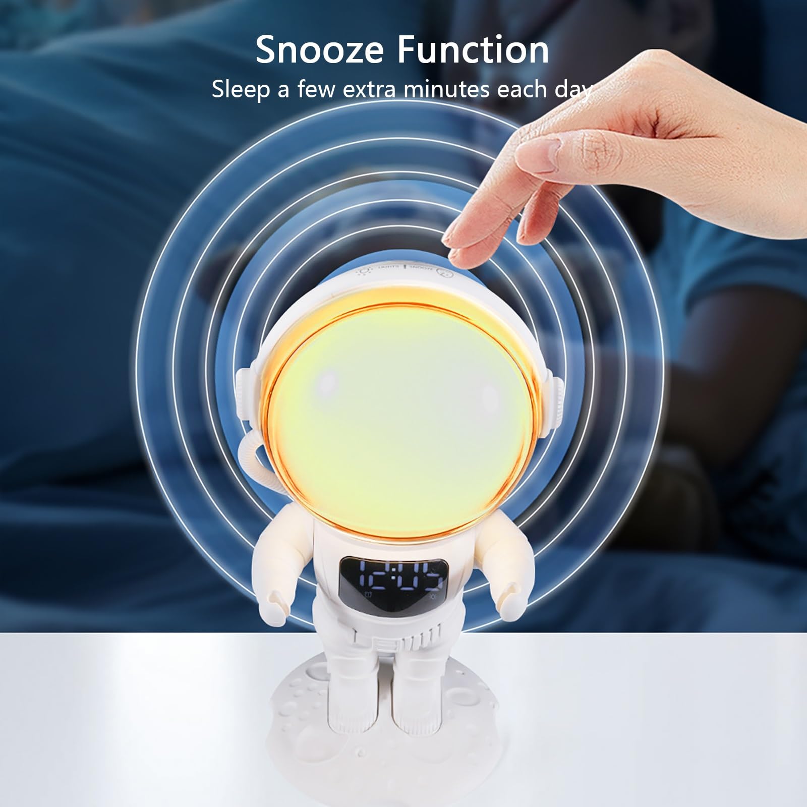 Astronaut Wake Up Light Wecker mit Sonnenaufgangssimulation, Nachtlicht und 9 Beruhigenden Klängen, Sleep-Timer für Kinder und Erwachsene, Schlafzimmerdekor