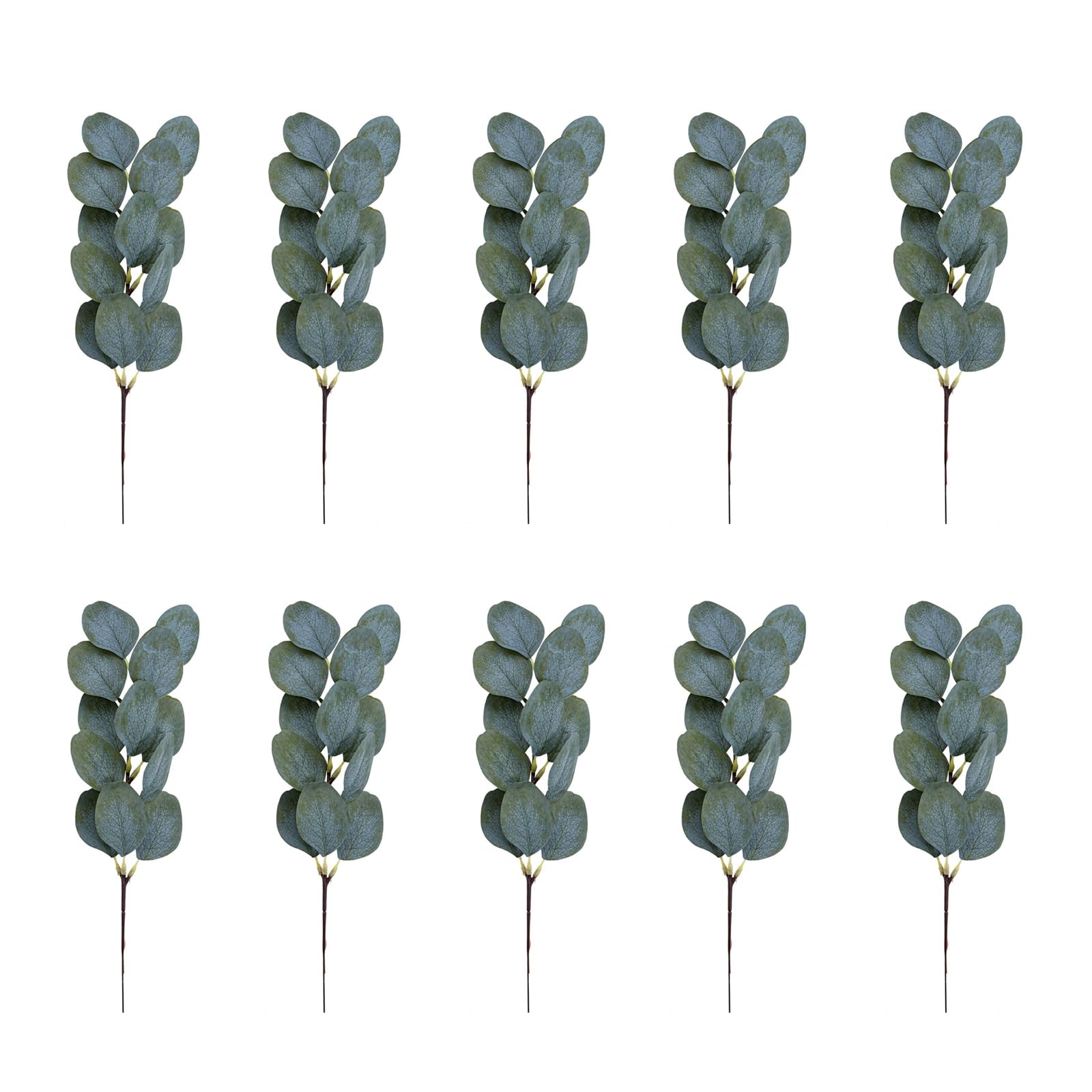 sodeber 10pcs Realistic Faux Silver Greeneries Stems Flower Home Decoration for Table Arrangements Faux Eucalyptuses Leaves