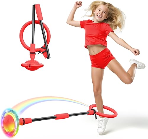 Bola de Salto de Tobillo para Niños, Bola de Salto Plegable con Luz y Resplandecimiento de Colores para Adultos, Juguetes de Juego para Niños Niñas