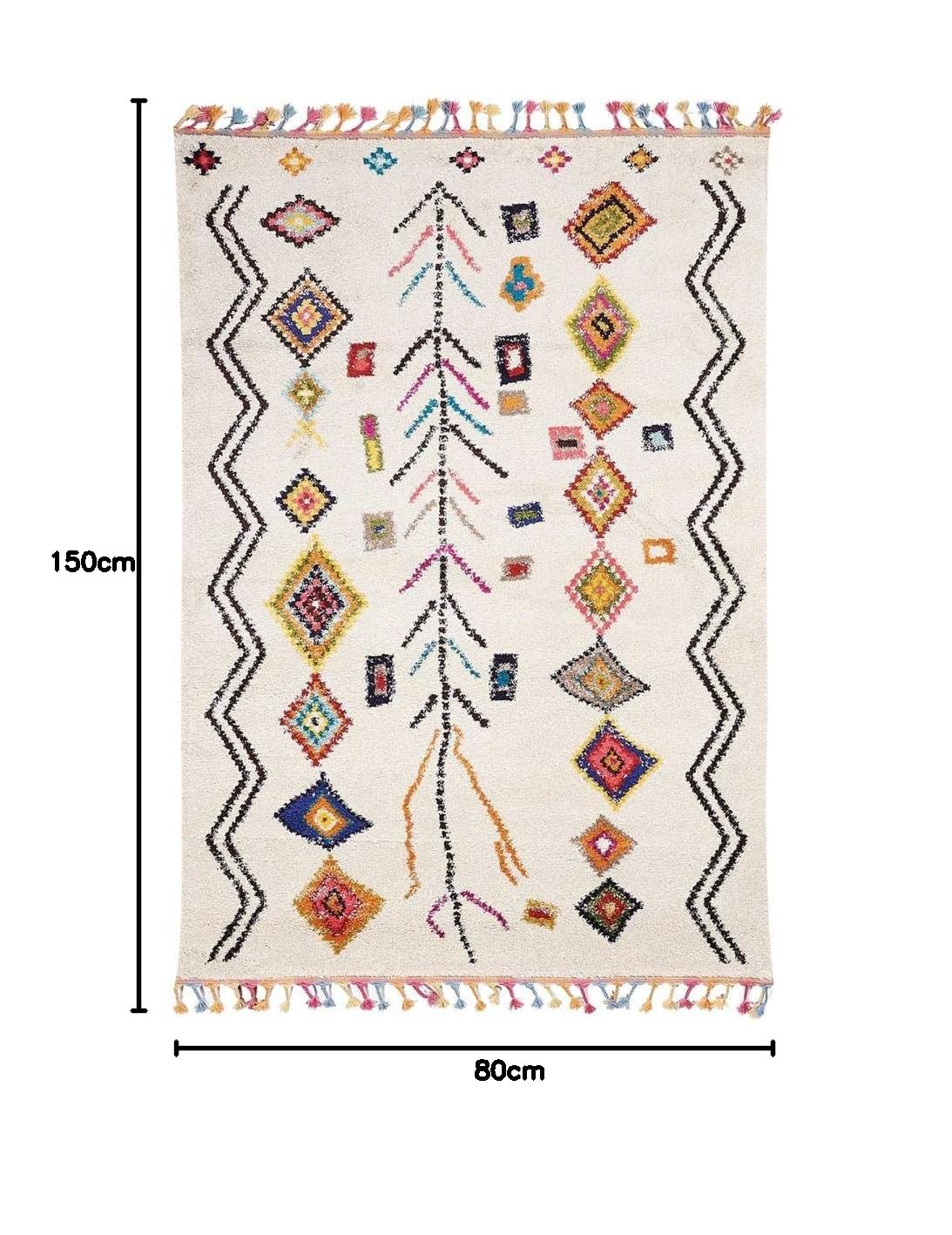 Jadorel Tapis Berbère Salon 80x150 cm Multicolore Moderne Style Rectangulaire adapté au Chauffage par Le Sol