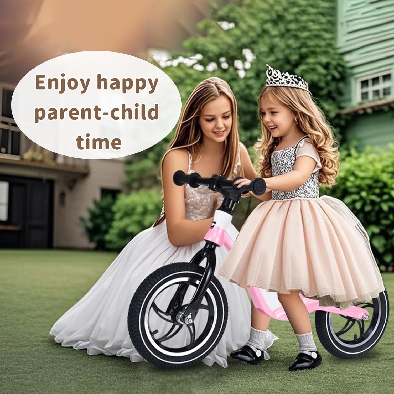 12" Balance Bike for Kids 3-6 Years Old, Bicolored Magnesium Alloy Frame, Alumimum Alloy Wheel Hub and Comfortable Inflatable Tires