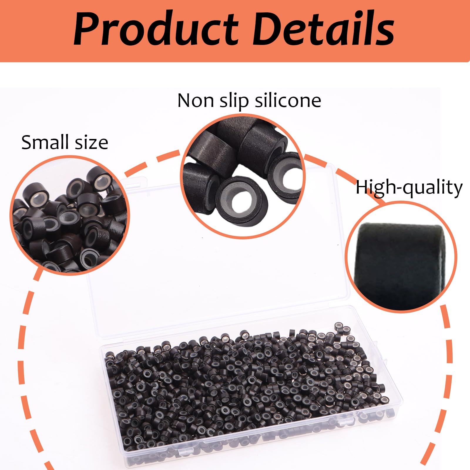 1000Pcs Nano Beads Hair Extensions, 5.0mm Micro Rings Silicone Lined for I Tip Hair Extensions Pre Bonded Links Hair Beads (Dark Brown) - Image 3