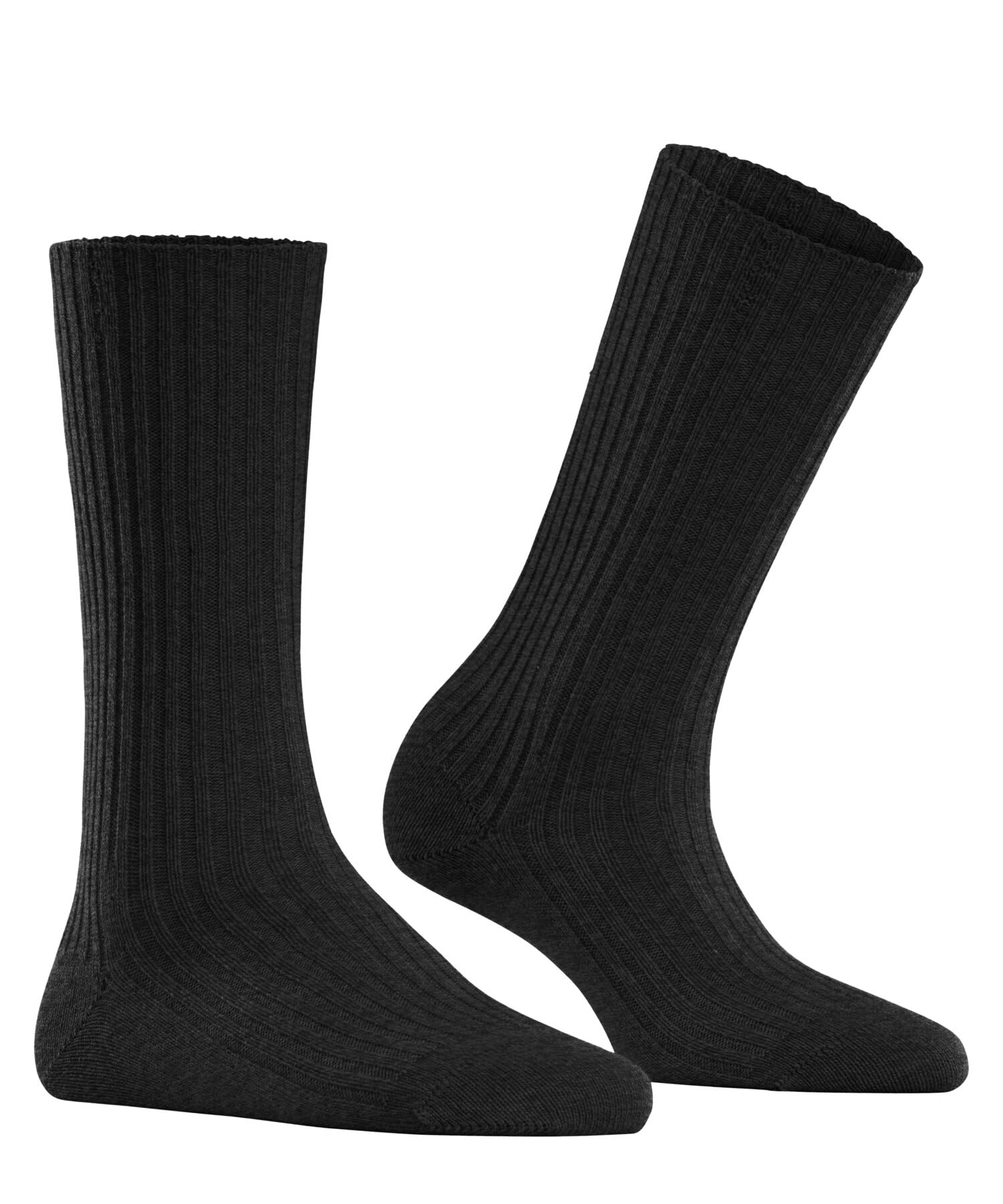 FALKE Kobiety Skarpety Cosy Wool Boot W So wełna kaszmir jednokolorowe 1 Para, Szary Anthracite Melange 3080, 35-38