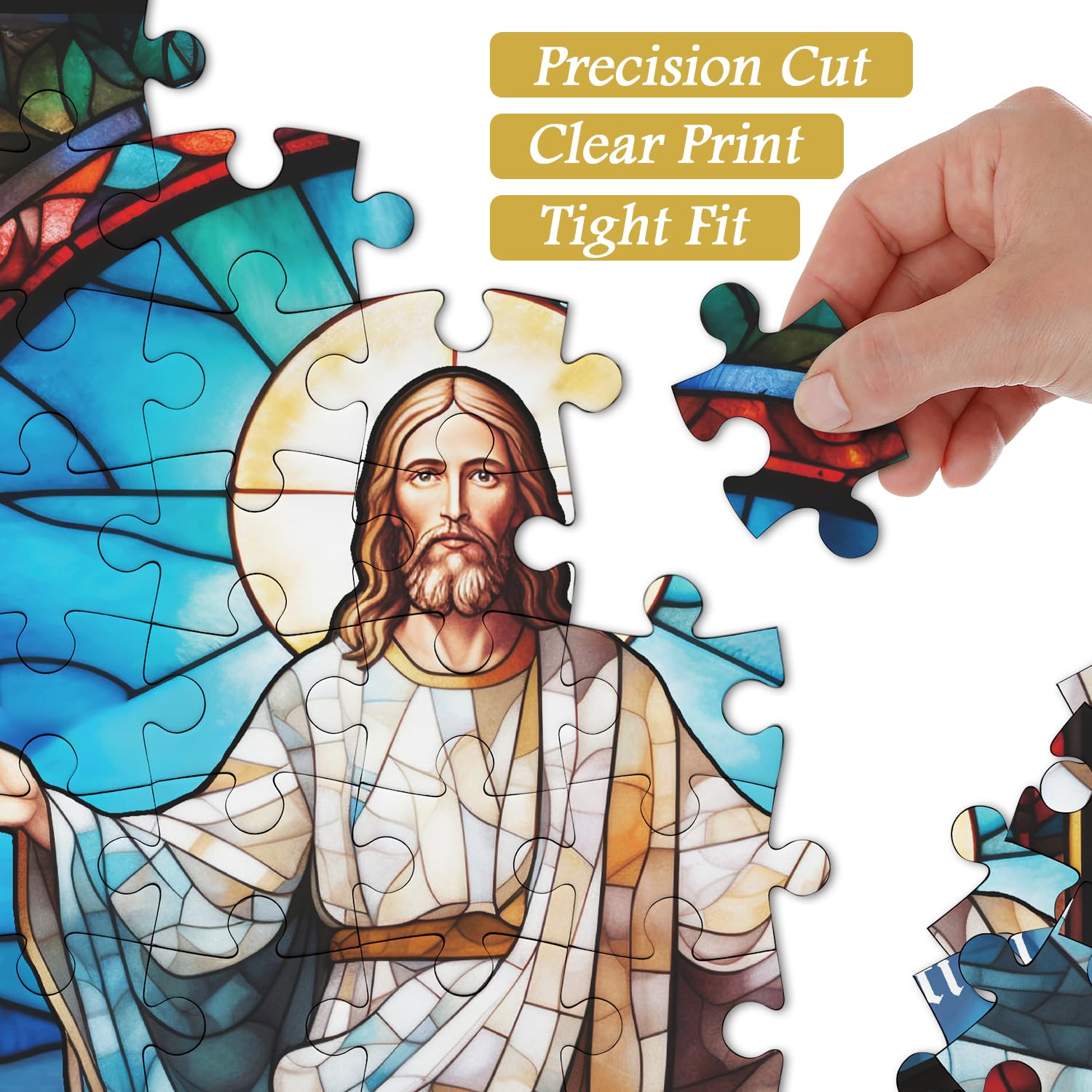 Jesus Christ Puzzles for Adults 1000 Pieces and up, Stained Glass Jigsaw Puzzle as Christian Decor, PICKFORU Easter Puzzle as Home Decor - Image 3