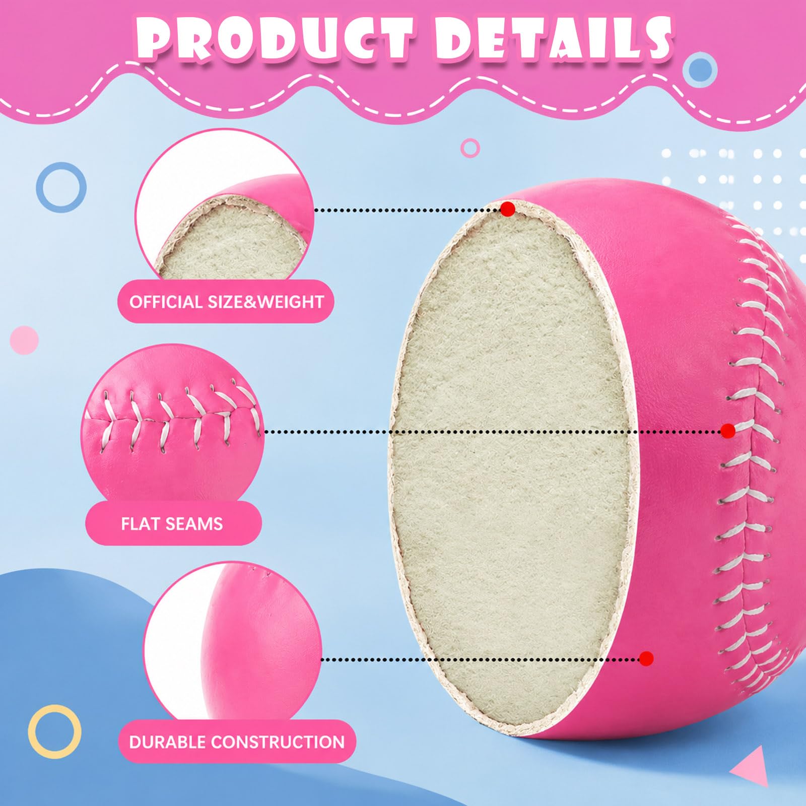 Thenshop Softball-Übungsball aus Leder, 27,9 cm, Schulteam für Hinterhof, Wurftraining, Jugendgeschenk, Spieler, Trainer, 2 Stück