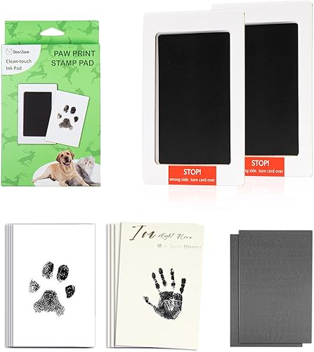 DeerZone Kit de impresión de huellas sin tinta, kit de impresión de huellas de perro, kit de impresión de nariz de perro, almohadillas de tinta de