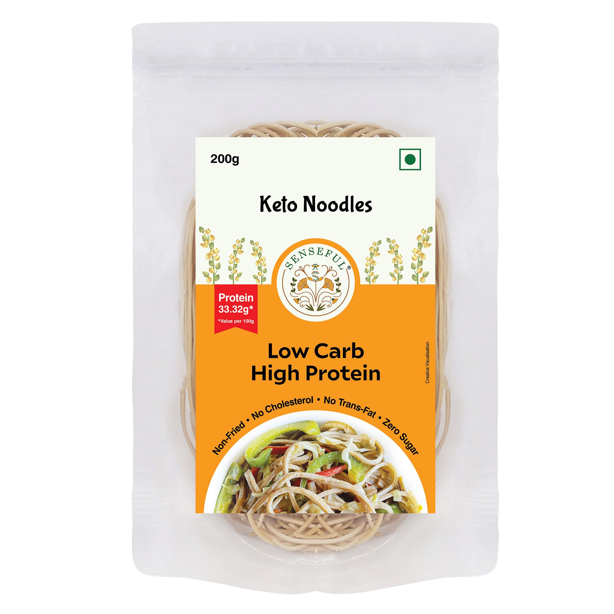 SENSEFUL Keto Noodles - High Protein, Low Sugar, Zero Maida & Non-Fried - 200 gm