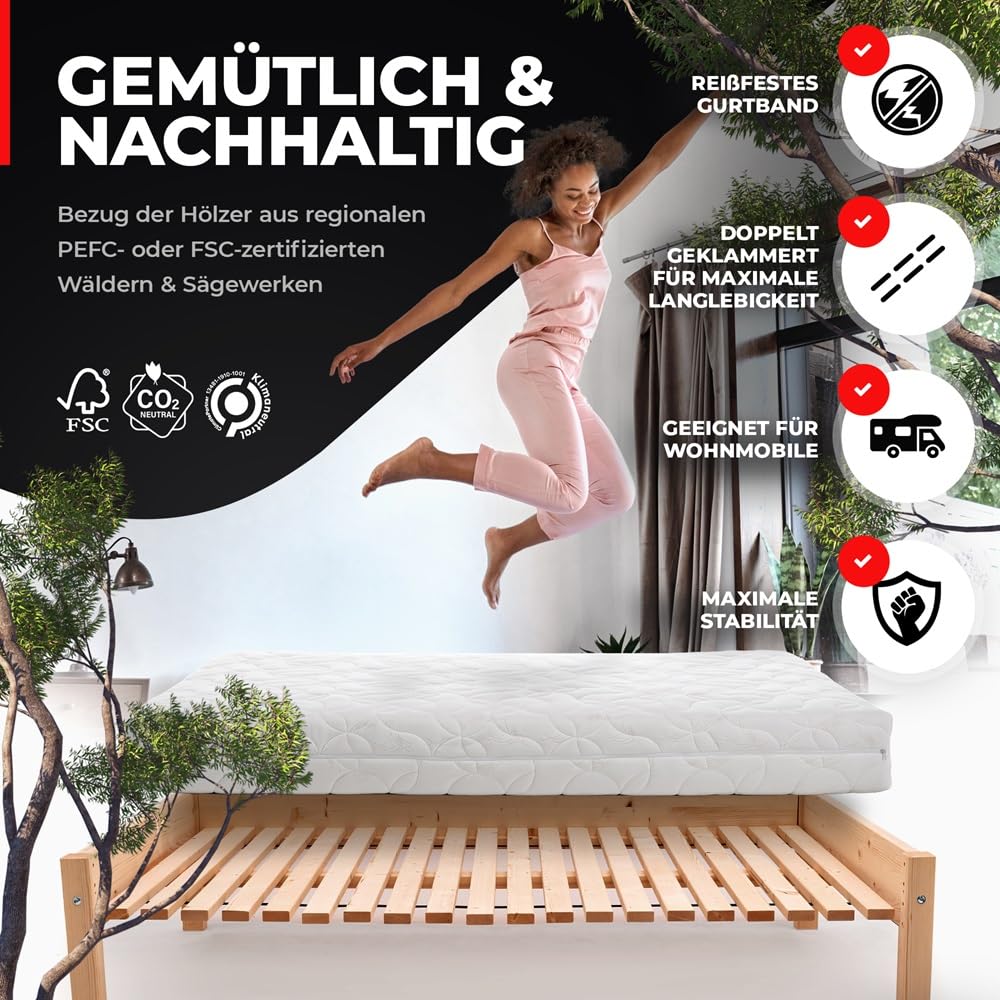 TUGA - Holztech Marken Rollrost Lattenrost 140 x 200 cm 500kg Bettrost Qualitätsarbeit aus Deutschland mit 25 Jahren Garantie