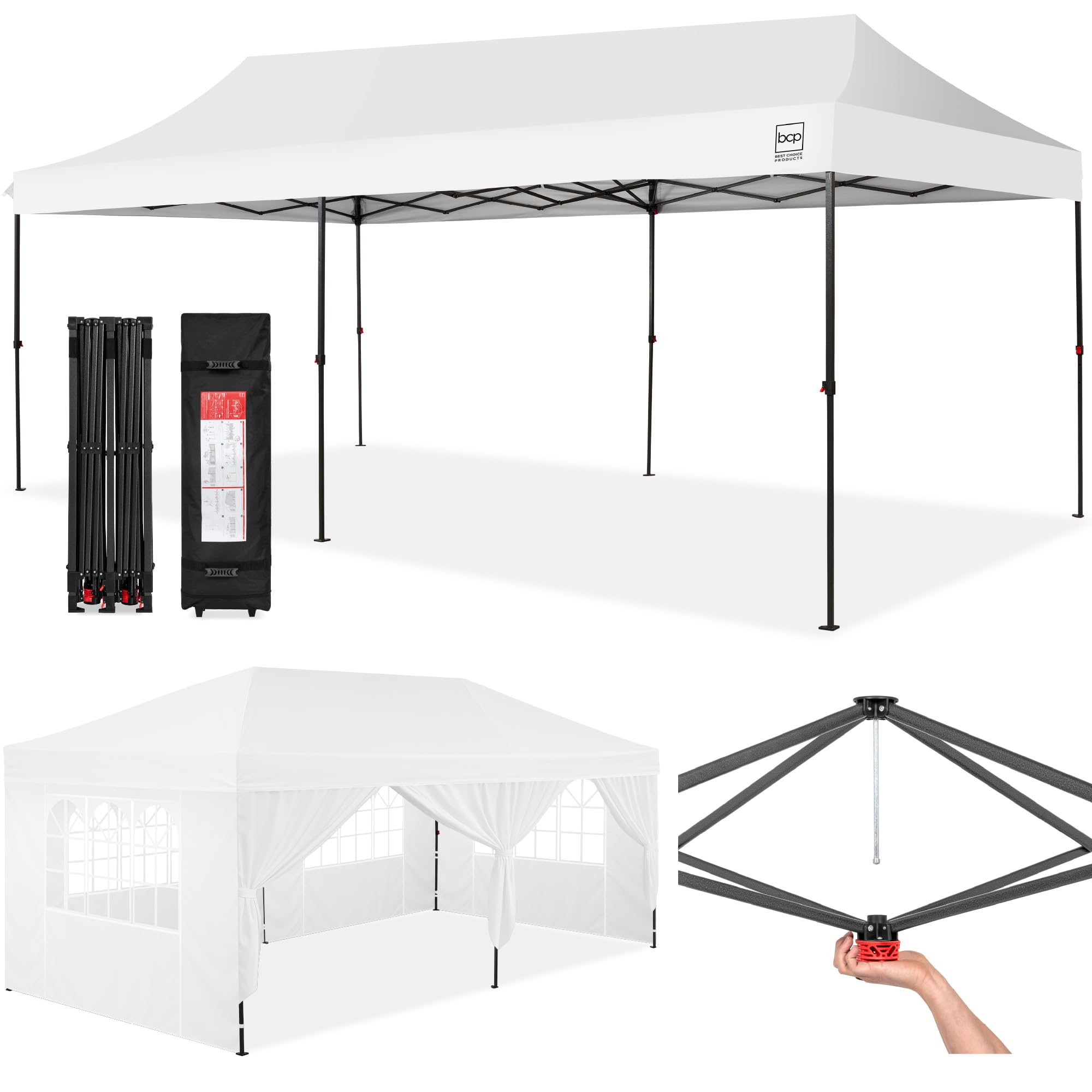 Best Choice Products 10x20 Party Tent, Heavy Duty Waterproof Large Outdoor Event Easy Pop Up Canopy Shelter