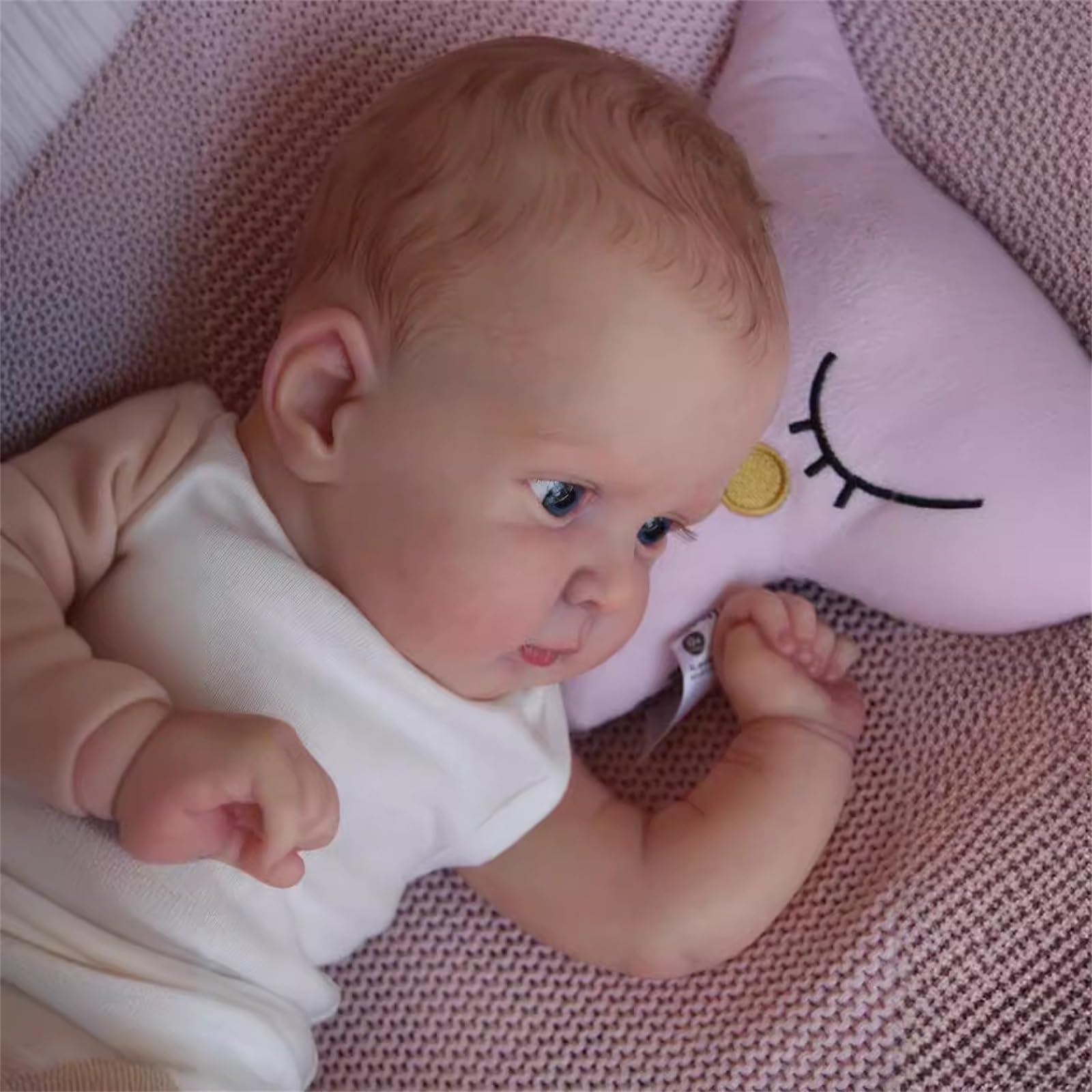 Reborn Puppe 19 Zoll 48 cm Reborn Baby Junge Lebensechte Babypuppen mit Weichkörper Süßer Ausdruck Baby Puppe 3D-Haut Puppe Junge Geschenk für Spielzeug ab 3 Jahre
