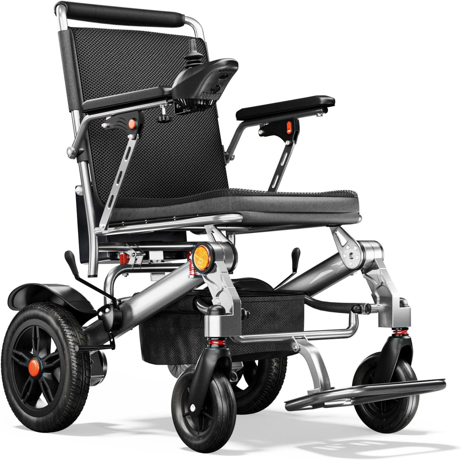 Electric Wheelchairs for Adults, Foldable Travel Motorized Wheelchairs for Seniors, Folding Portable Mobility Scooter, Lightweight Compact Fold Power Wheelchair - Front and Rear Folding