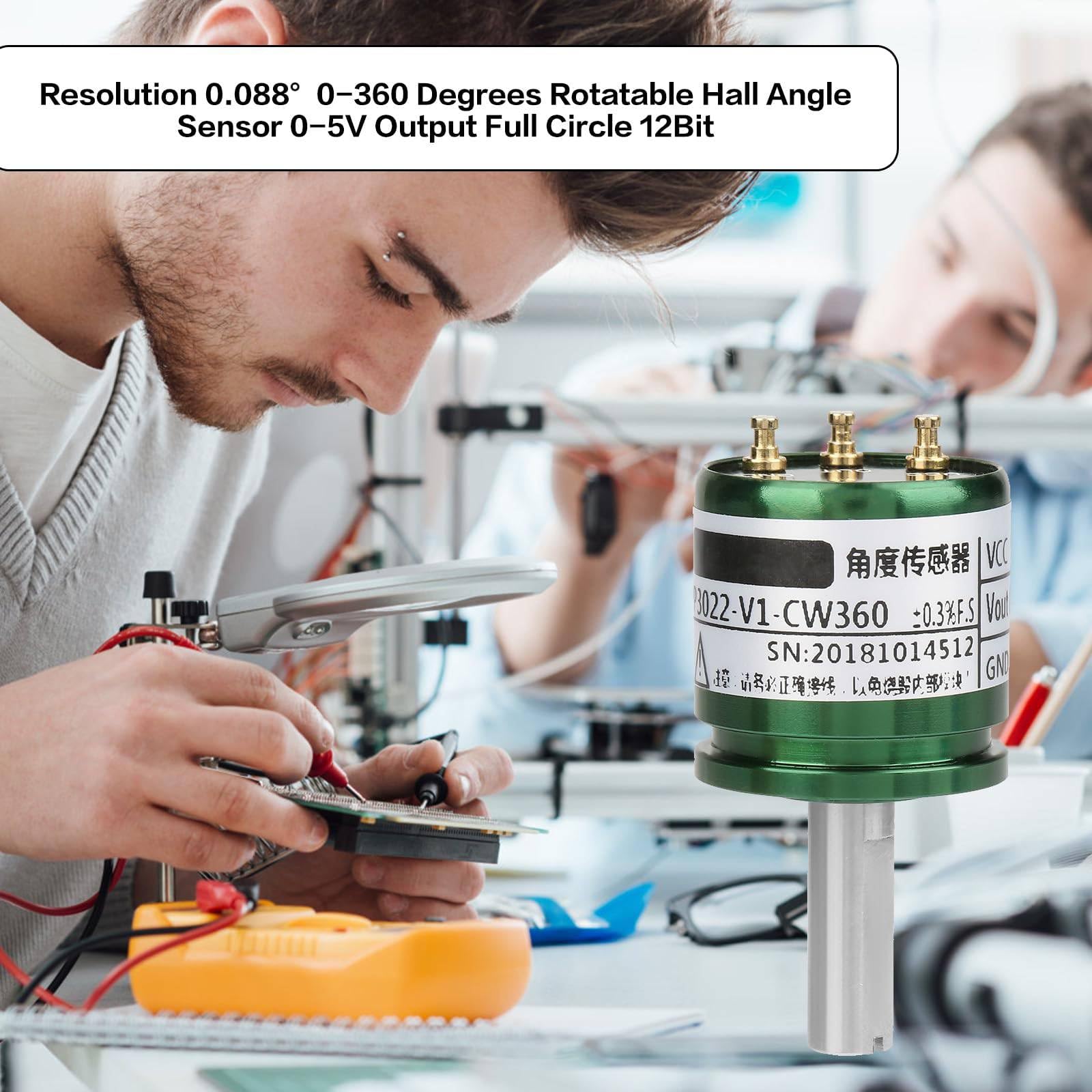 Sensore angolo Hall - Risoluzione 0,088°0-360 gradi Sensore angolo Hall girevole Uscita 0-5V Cerchio completo 12Bit