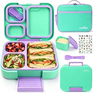 LOVINA Bento Lunch Box Set for Kids and Adults with Thermo Bag, BPA-Free