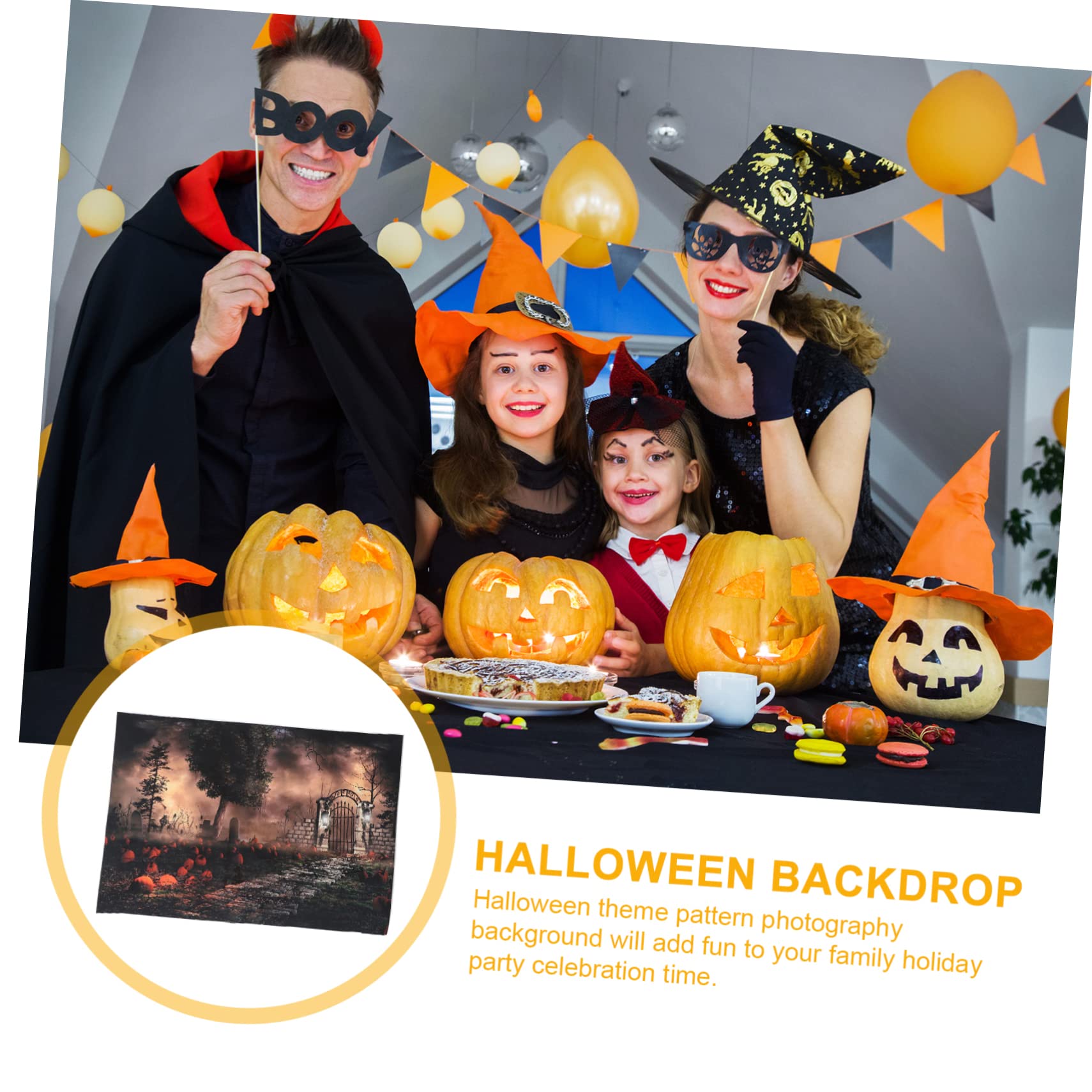 HOMSFOU 3pezzi Backdrop Halloween Per Fotografie Tappeto Murale Decorativo Per Feste Sfondo Per Eventi e Servizi Fotografici Facile Da Installare e Resistente
