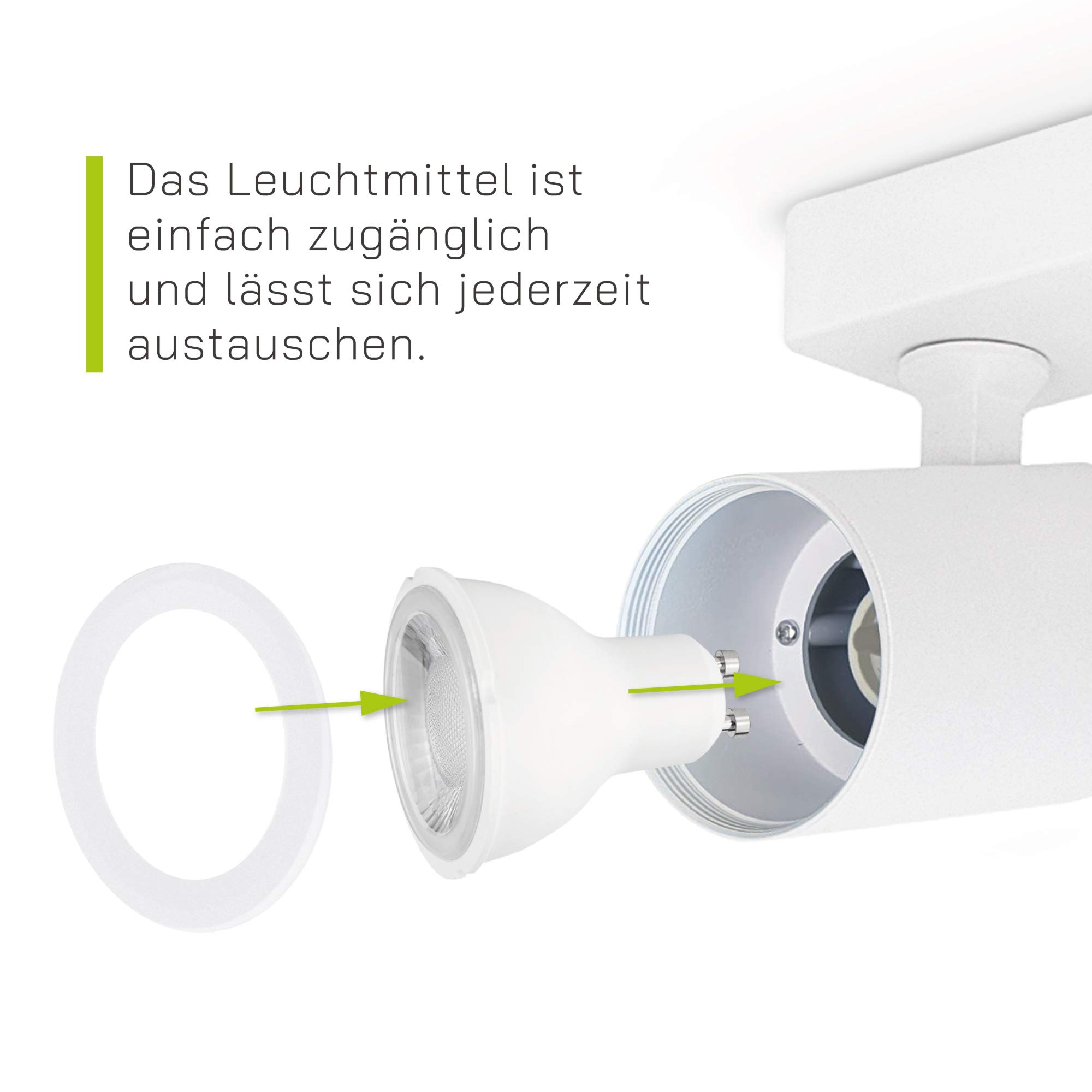 TENJO Deckenstrahler 3 flammig weiß LED GU10 2W warmweiß drehbar schwenkbar 230V